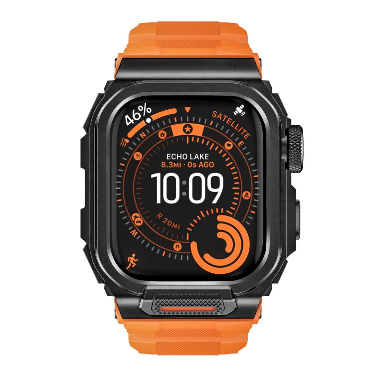 Bracelet de montre en silicone intégré avec couvercle en alliage de zinc vibrant, pour Apple Watch Series 11 / 10 46 mm