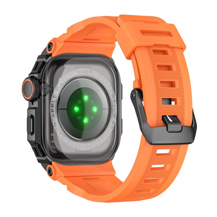 Bracelet de montre en silicone intégré avec couvercle en alliage de zinc vibrant, pour Apple Watch Series 11 / 10 46 mm