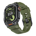 Bracelet de montre en silicone intégré avec couvercle en alliage de zinc vibrant, pour Apple Watch Series 11 / 10 46 mm