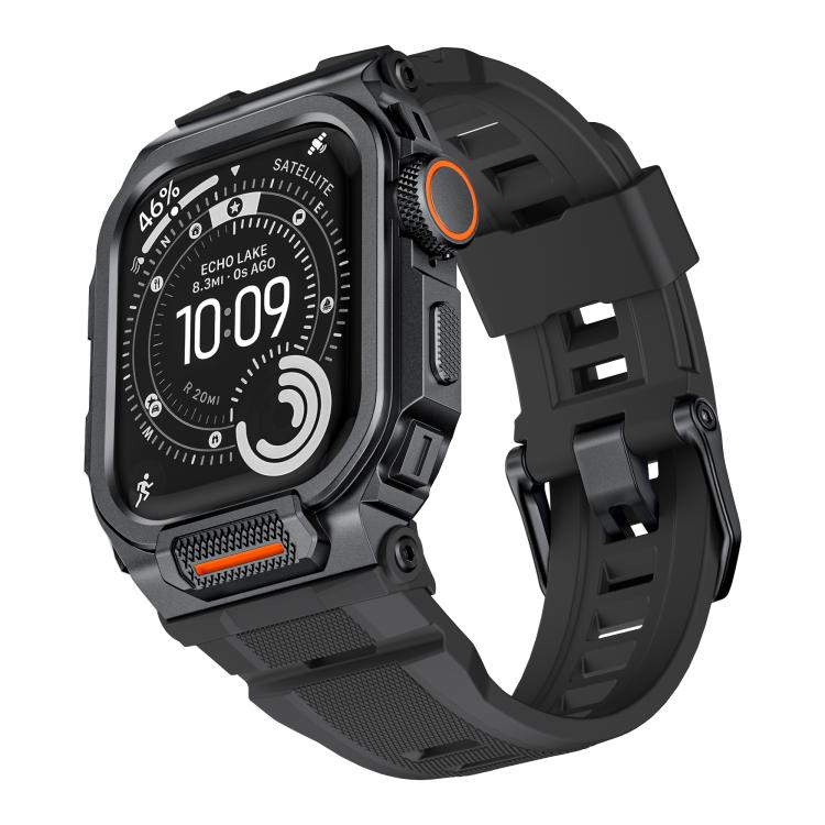 Bracelet de montre en silicone intégré avec couvercle en alliage de zinc vibrant, pour Apple Watch Series 11 / 10 46 mm