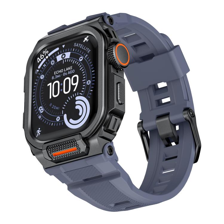 Bracelet de montre en silicone intégré avec couvercle en alliage de zinc vibrant, pour Apple Watch Series 11 / 10 46 mm