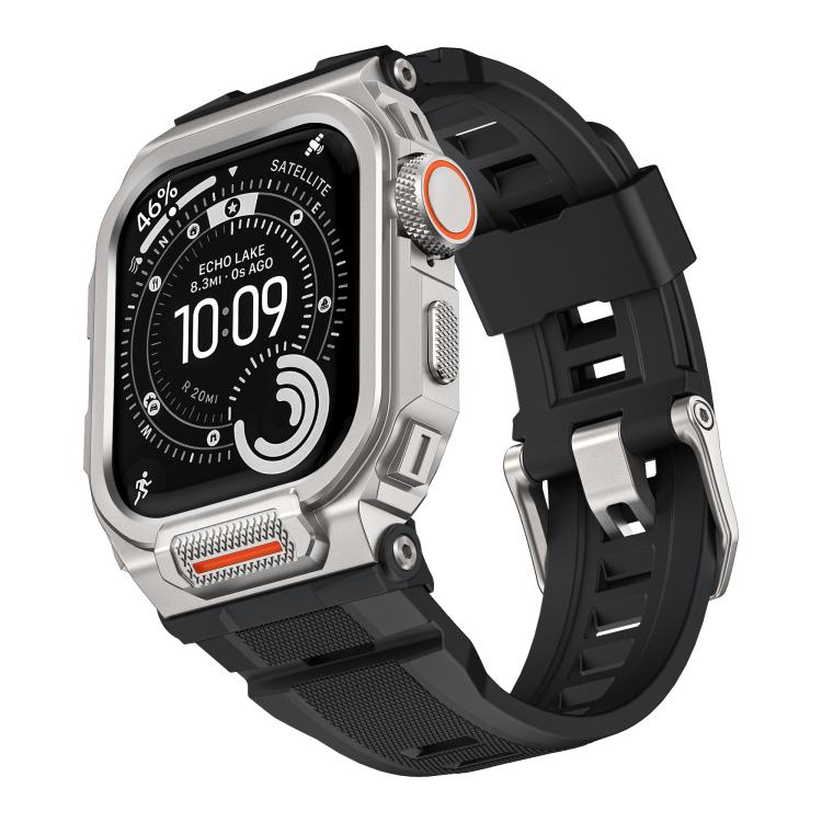Bracelet de montre en silicone intégré avec couvercle en alliage de zinc vibrant, pour Apple Watch Series 11 / 10 46 mm