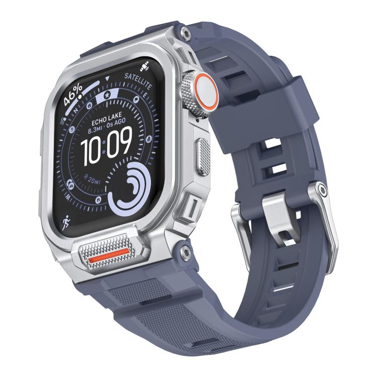 Bracelet de montre en silicone intégré avec couvercle en alliage de zinc vibrant, pour Apple Watch Series 11 / 10 46 mm