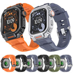 Bracelet de montre en silicone intégré avec couvercle en alliage de zinc vibrant, pour Apple Watch Series 11 / 10 46 mm