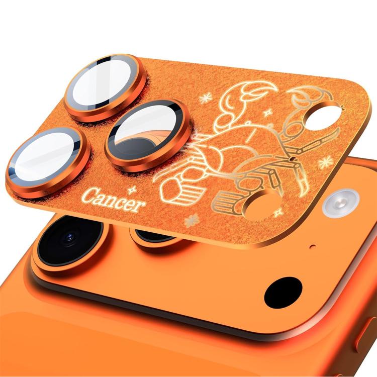 Pour iPhone 17 Pro Max Douze Constellations Armure Intégrée Entièrement Couvrante Film d'Objectif d'Appareil Photo en Métal Givré, Bélier, Vierge, Taureau, Cancer, Capricorne, Sagittaire, Lion, Poissons, Gémeaux, Verseau, Balance, Scorpion