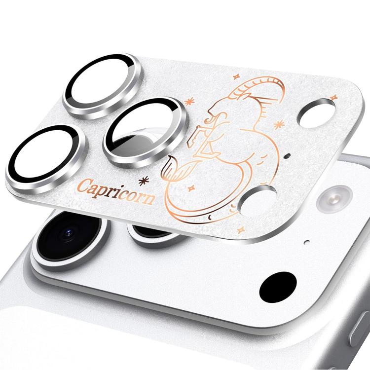Pour iPhone 17 Pro Max Douze Constellations Armure Intégrée Entièrement Couvrante Film d'Objectif d'Appareil Photo en Métal Givré, Bélier, Vierge, Taureau, Cancer, Capricorne, Sagittaire, Lion, Poissons, Gémeaux, Verseau, Balance, Scorpion