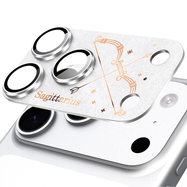 Pour iPhone 17 Pro Max Douze Constellations Armure Intégrée Entièrement Couvrante Film d'Objectif d'Appareil Photo en Métal Givré, Bélier, Vierge, Taureau, Cancer, Capricorne, Sagittaire, Lion, Poissons, Gémeaux, Verseau, Balance, Scorpion