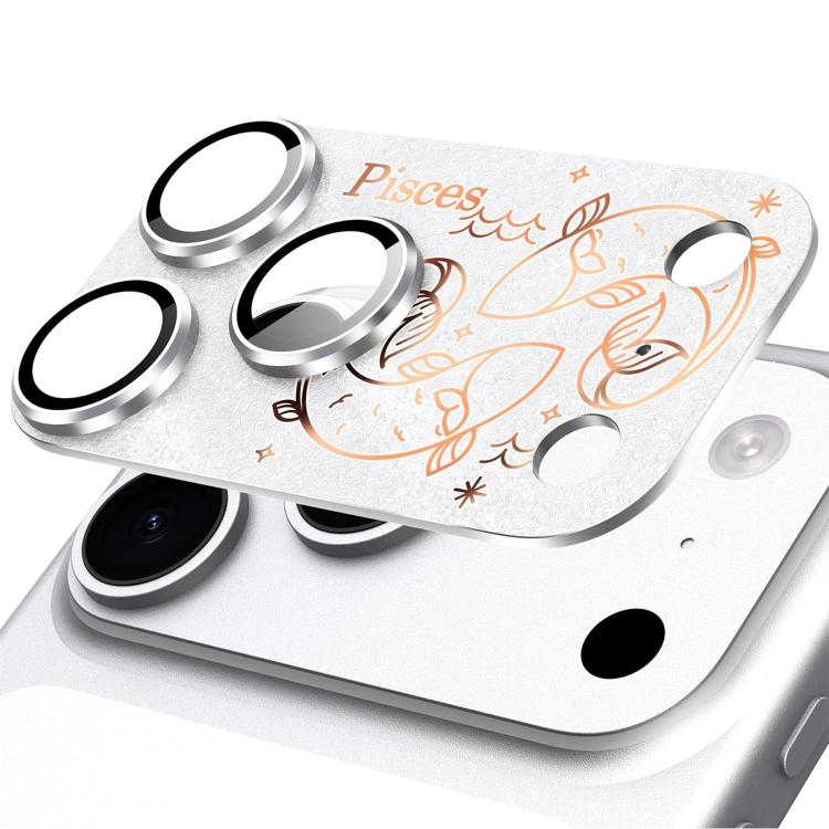 Pour iPhone 17 Pro Max Douze Constellations Armure Intégrée Entièrement Couvrante Film d'Objectif d'Appareil Photo en Métal Givré, Bélier, Vierge, Taureau, Cancer, Capricorne, Sagittaire, Lion, Poissons, Gémeaux, Verseau, Balance, Scorpion