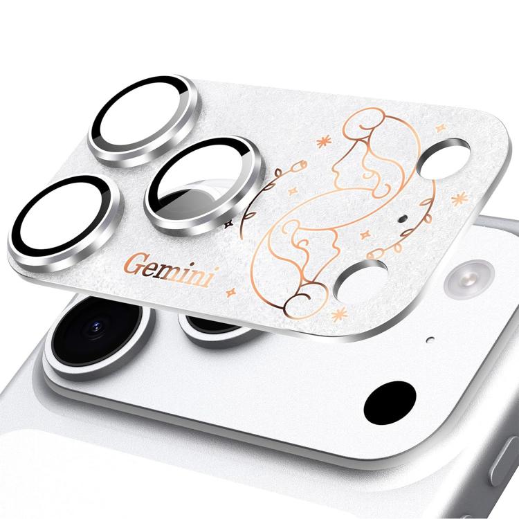 Pour iPhone 17 Pro Max Douze Constellations Armure Intégrée Entièrement Couvrante Film d'Objectif d'Appareil Photo en Métal Givré, Bélier, Vierge, Taureau, Cancer, Capricorne, Sagittaire, Lion, Poissons, Gémeaux, Verseau, Balance, Scorpion
