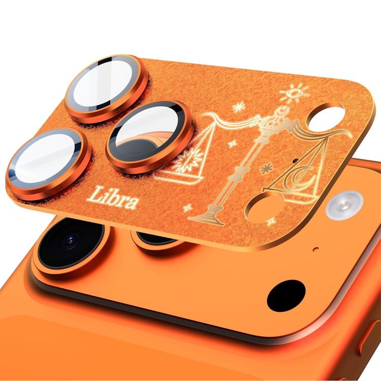 Pour iPhone 17 Pro Max Douze Constellations Armure Intégrée Entièrement Couvrante Film d'Objectif d'Appareil Photo en Métal Givré, Bélier, Vierge, Taureau, Cancer, Capricorne, Sagittaire, Lion, Poissons, Gémeaux, Verseau, Balance, Scorpion