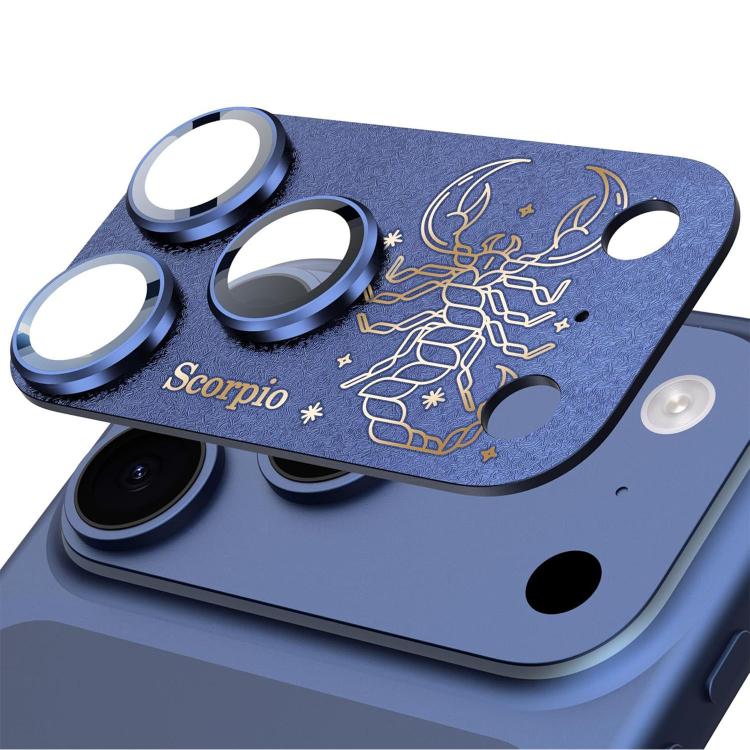 Pour iPhone 17 Pro Max Douze Constellations Armure Intégrée Entièrement Couvrante Film d'Objectif d'Appareil Photo en Métal Givré, Bélier, Vierge, Taureau, Cancer, Capricorne, Sagittaire, Lion, Poissons, Gémeaux, Verseau, Balance, Scorpion