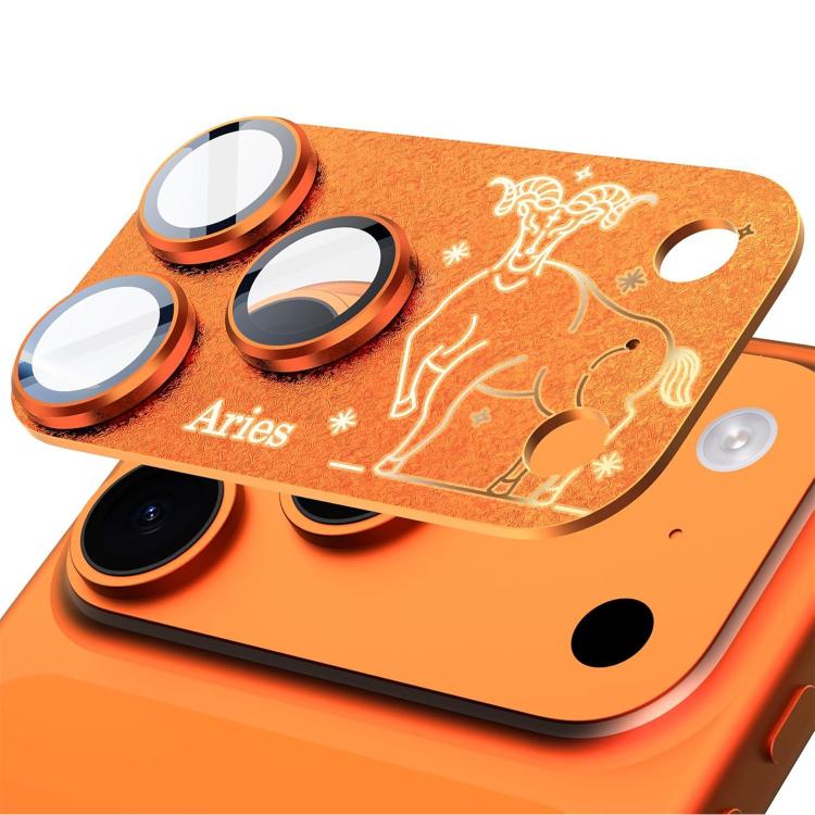 Pour iPhone 17 Pro Douze Constellations Armure Intégrée Entièrement Couvrante Film d'Objectif d'Appareil Photo en Métal Givré, Scorpion, Balance, Verseau, Gémeaux, Poissons, Lion, Sagittaire, Capricorne, Cancer, Taureau, Vierge, Bélier