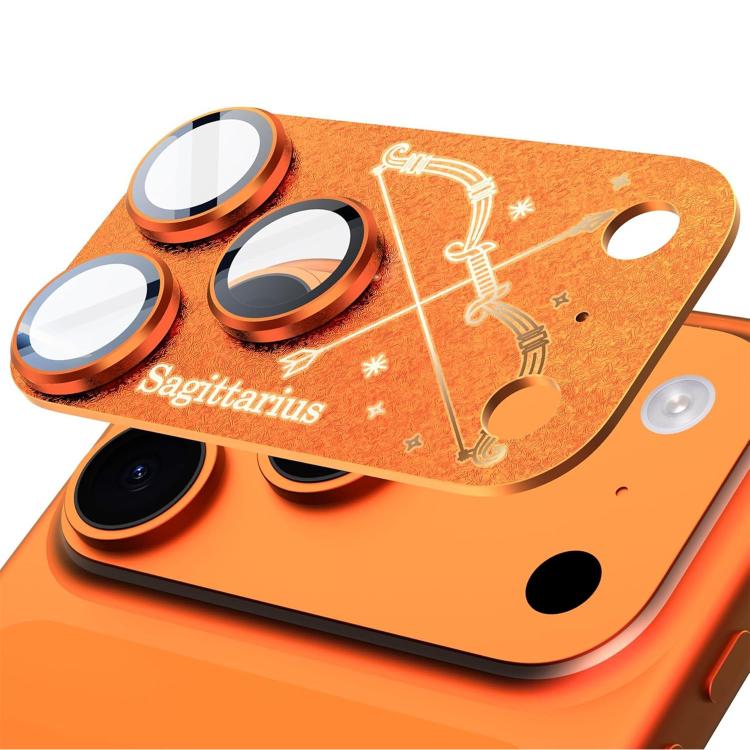 Pour iPhone 17 Pro Douze Constellations Armure Intégrée Entièrement Couvrante Film d'Objectif d'Appareil Photo en Métal Givré, Scorpion, Balance, Verseau, Gémeaux, Poissons, Lion, Sagittaire, Capricorne, Cancer, Taureau, Vierge, Bélier