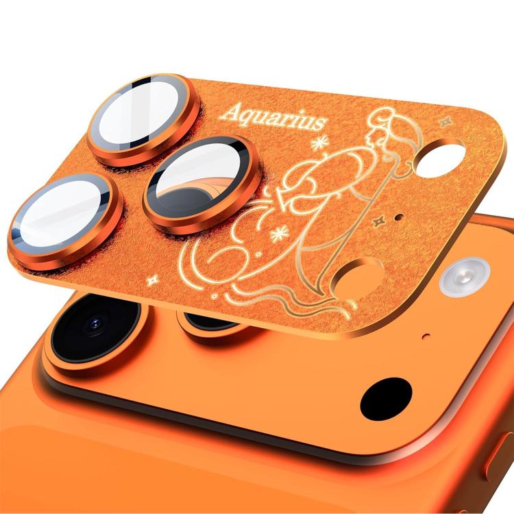 Pour iPhone 17 Pro Douze Constellations Armure Intégrée Entièrement Couvrante Film d'Objectif d'Appareil Photo en Métal Givré, Scorpion, Balance, Verseau, Gémeaux, Poissons, Lion, Sagittaire, Capricorne, Cancer, Taureau, Vierge, Bélier