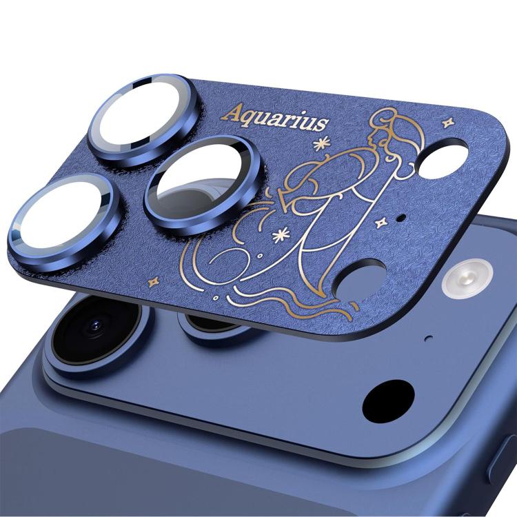 Pour iPhone 17 Pro Douze Constellations Armure Intégrée Entièrement Couvrante Film d'Objectif d'Appareil Photo en Métal Givré, Scorpion, Balance, Verseau, Gémeaux, Poissons, Lion, Sagittaire, Capricorne, Cancer, Taureau, Vierge, Bélier