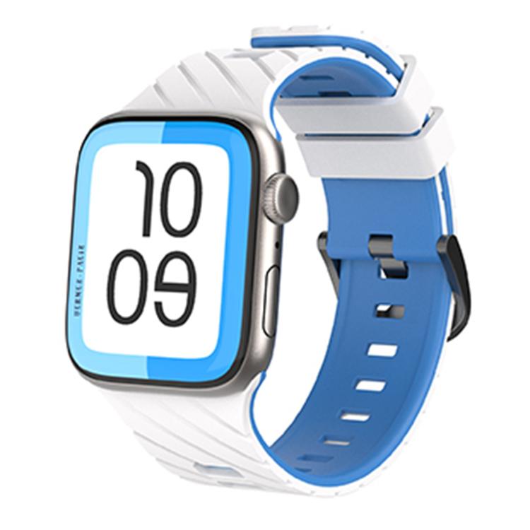 Bracelet de montre en silicone bicolore en diagonale, pour Apple Watch 46 mm / 49 mm / 45 mm / 44 mm