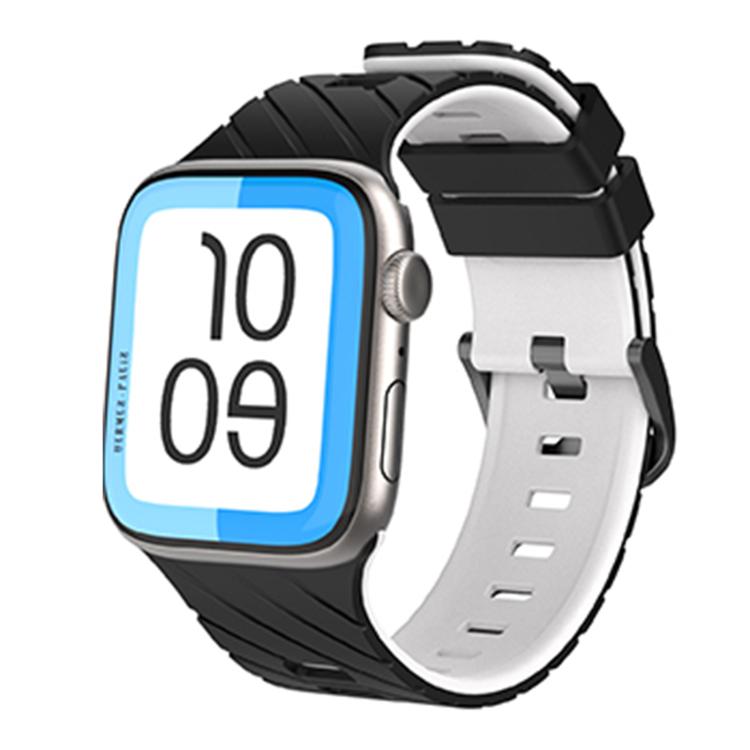 Bracelet de montre en silicone bicolore en diagonale, pour Apple Watch 46 mm / 49 mm / 45 mm / 44 mm