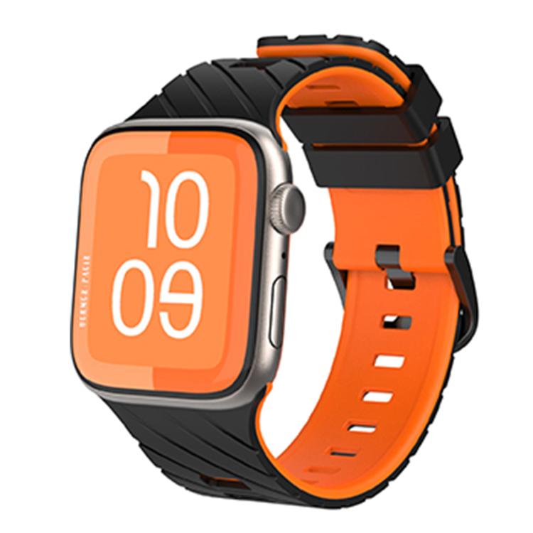 Bracelet de montre en silicone bicolore en diagonale, pour Apple Watch 46 mm / 49 mm / 45 mm / 44 mm