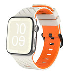 Bracelet de montre en silicone bicolore en diagonale, pour Apple Watch 46 mm / 49 mm / 45 mm / 44 mm