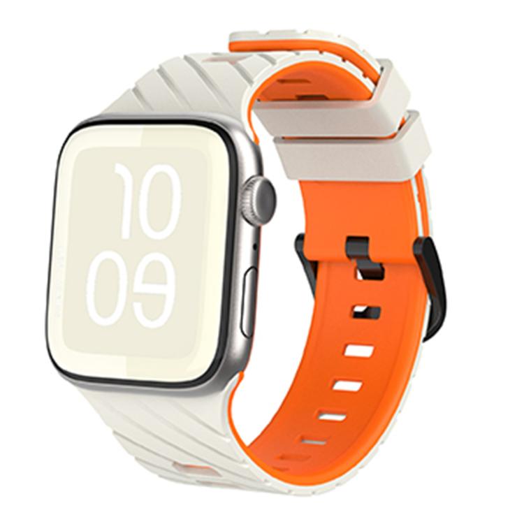 Bracelet de montre en silicone bicolore en diagonale, pour Apple Watch 46 mm / 49 mm / 45 mm / 44 mm