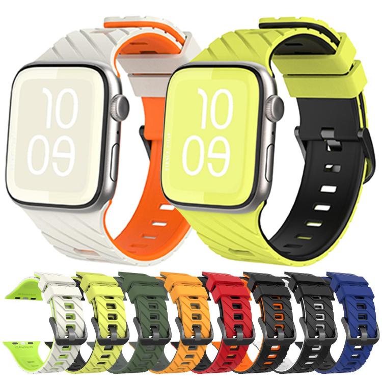 Bracelet de montre en silicone bicolore en diagonale, pour Apple Watch 46 mm / 49 mm / 45 mm / 44 mm