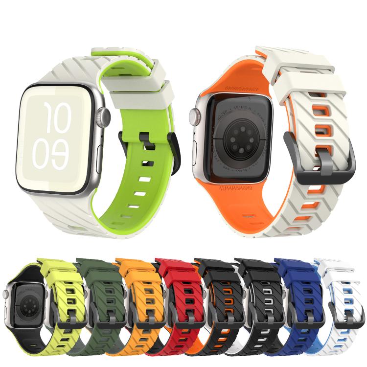 Bracelet de montre en silicone bicolore en diagonale, pour Apple Watch 46 mm / 49 mm / 45 mm / 44 mm