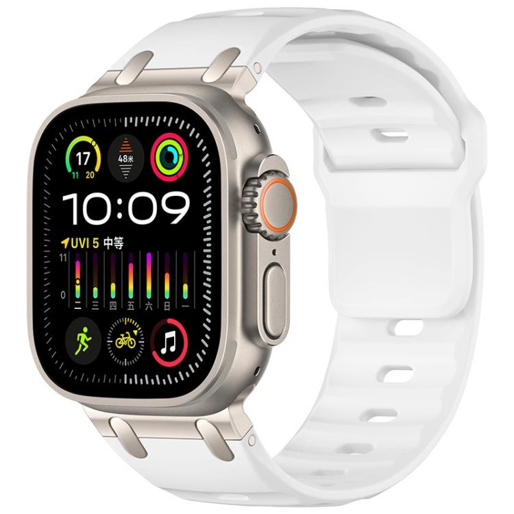 Bracelet de montre en silicone couleur unie, style marchepied, personnalisé, pour Apple Watch 49mm / 46mm / 45mm / 44mm