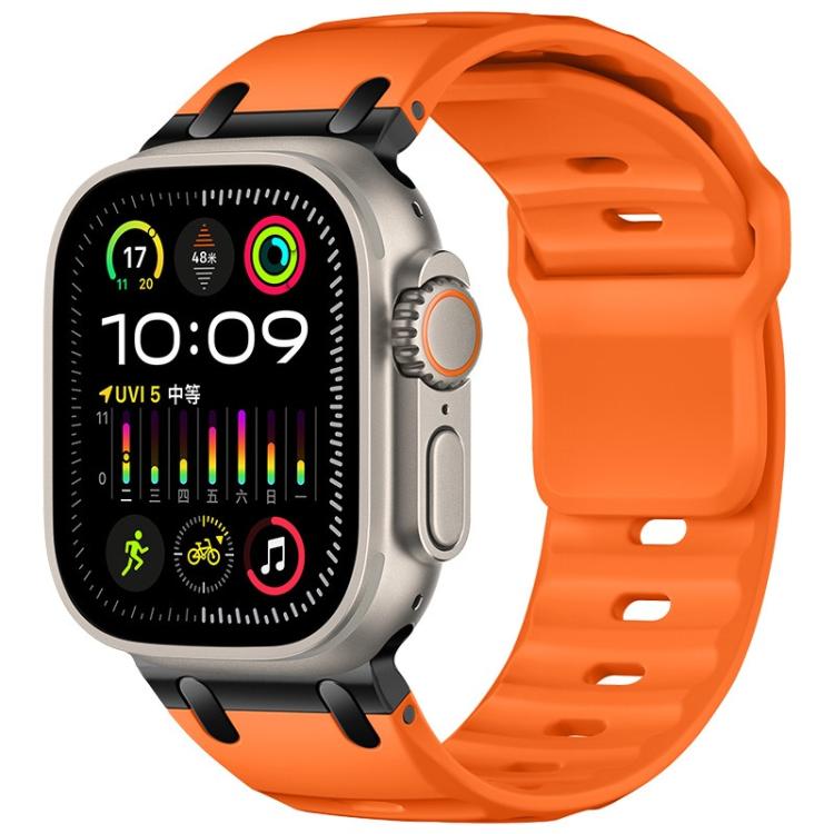 Bracelet de montre en silicone couleur unie, style marchepied, personnalisé, pour Apple Watch 49mm / 46mm / 45mm / 44mm