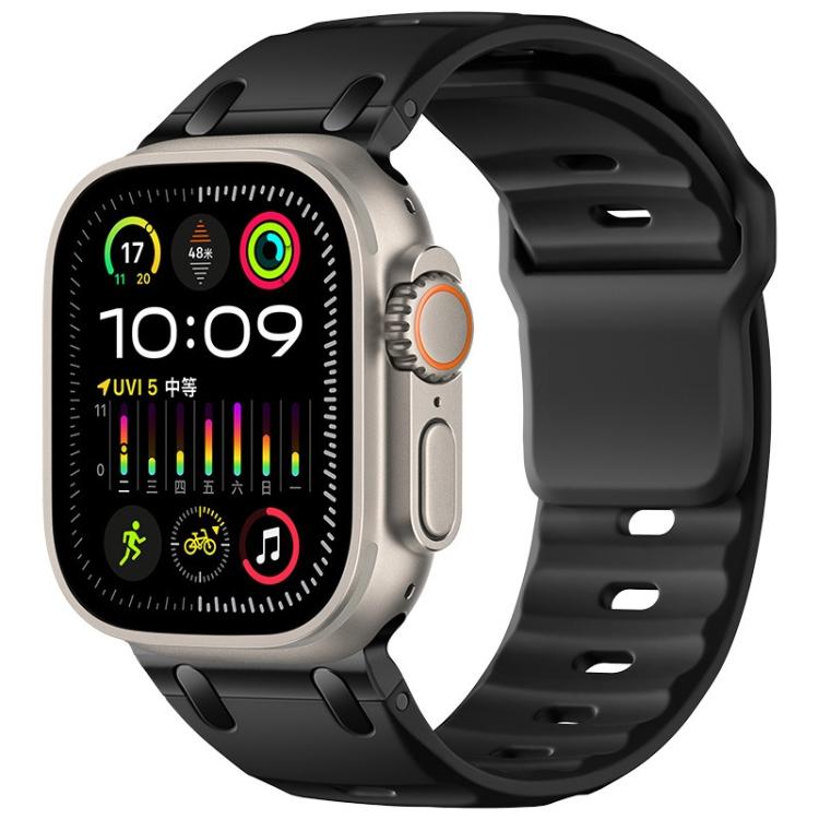 Bracelet de montre en silicone couleur unie, style marchepied, personnalisé, pour Apple Watch 49mm / 46mm / 45mm / 44mm