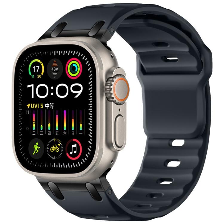 Bracelet de montre en silicone couleur unie, style marchepied, personnalisé, pour Apple Watch 49mm / 46mm / 45mm / 44mm