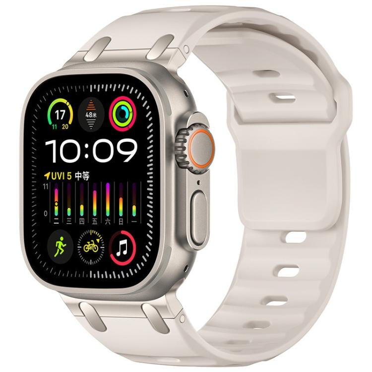 Bracelet de montre en silicone couleur unie, style marchepied, personnalisé, pour Apple Watch 49mm / 46mm / 45mm / 44mm