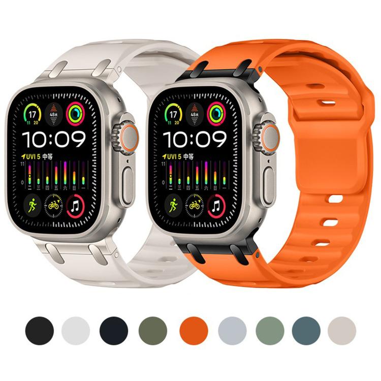 Bracelet de montre en silicone couleur unie, style marchepied, personnalisé, pour Apple Watch 49mm / 46mm / 45mm / 44mm