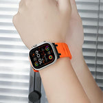 Bracelet de montre en silicone couleur unie, style marchepied, personnalisé, pour Apple Watch 49mm / 46mm / 45mm / 44mm