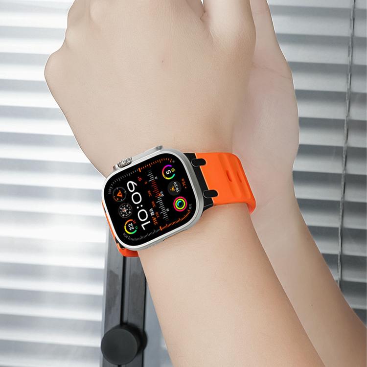 Bracelet de montre en silicone couleur unie, style marchepied, personnalisé, pour Apple Watch 49mm / 46mm / 45mm / 44mm