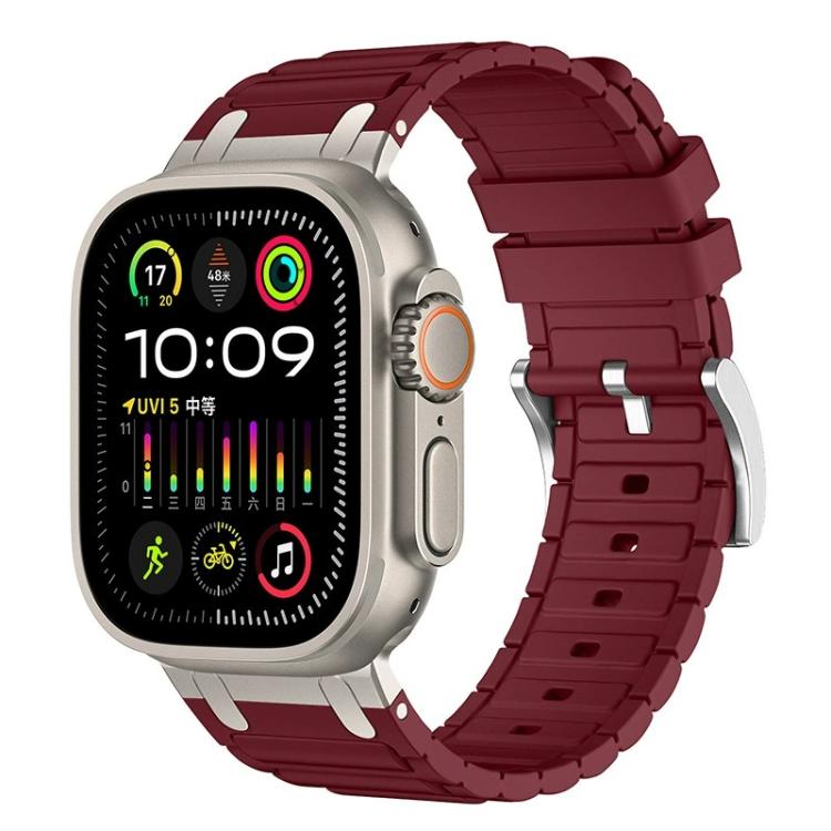 Bracelet de montre en silicone à texture en I renforcée, pour Apple Watch 49mm / 46mm / 45mm / 44mm, pour Apple Watch 42mm / 41mm / 40mm / 38mm