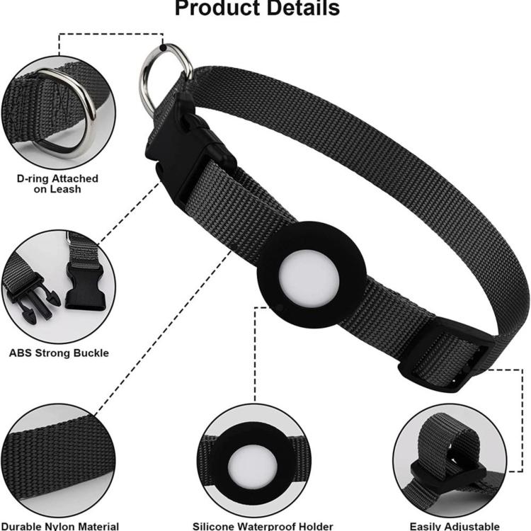 Pour collier pour animaux de compagnie en nylon pour chat et chien AirTag 2e génération / AirTag 1re génération, S 1,5 x 28 x 39cm, M 2,0 x 34 x 49cm, L 2,5 x 42 x 60cm