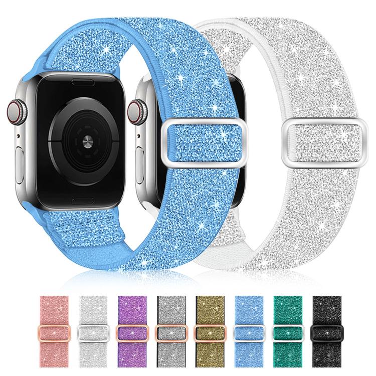 Bracelet de montre en nylon élastique pailleté, pour Apple Watch 49 mm / 46 mm / 45 mm / 44 mm, pour Apple Watch 42 mm / 41 mm / 40 mm / 38 mm
