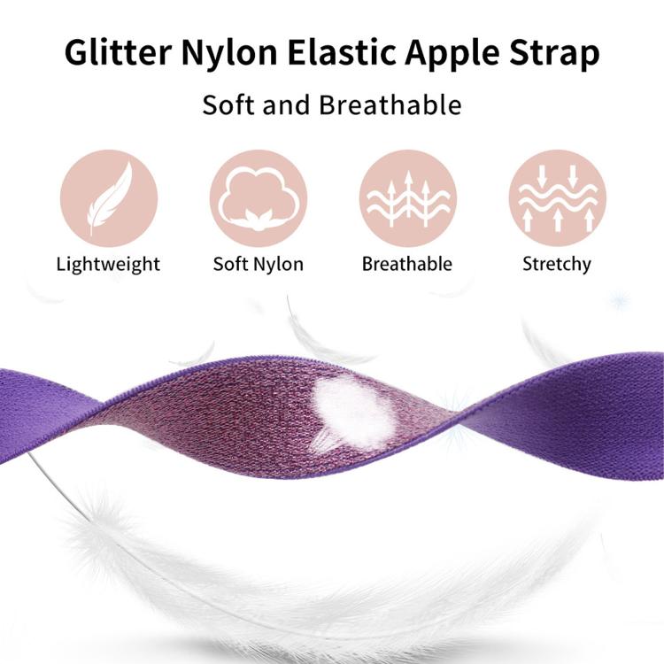 Bracelet de montre en nylon élastique pailleté, pour Apple Watch 49 mm / 46 mm / 45 mm / 44 mm, pour Apple Watch 42 mm / 41 mm / 40 mm / 38 mm