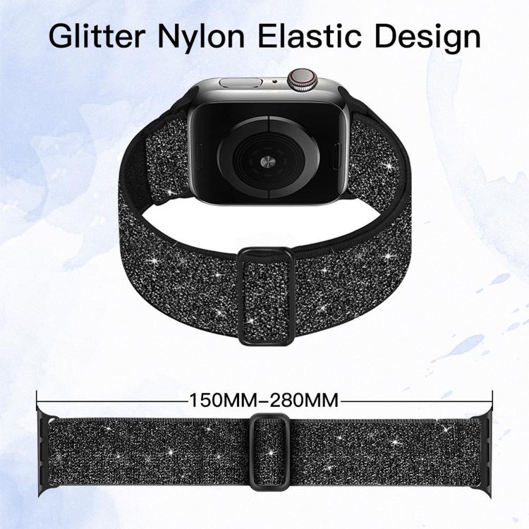 Bracelet de montre en nylon élastique pailleté, pour Apple Watch 49 mm / 46 mm / 45 mm / 44 mm, pour Apple Watch 42 mm / 41 mm / 40 mm / 38 mm