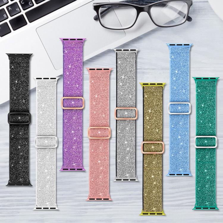 Bracelet de montre en nylon élastique pailleté, pour Apple Watch 49 mm / 46 mm / 45 mm / 44 mm, pour Apple Watch 42 mm / 41 mm / 40 mm / 38 mm