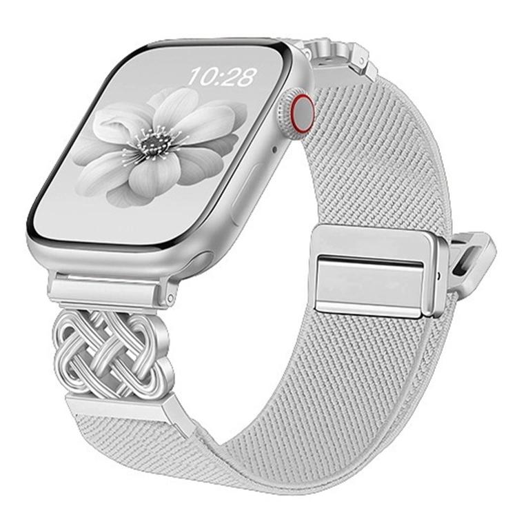 Bracelet de montre en nylon sergé extensible avec boucle magnétique nœud chinois, pour Apple Watch 49mm / 46mm / 45mm / 44mm, pour Apple Watch 42mm / 41mm / 40mm / 38mm