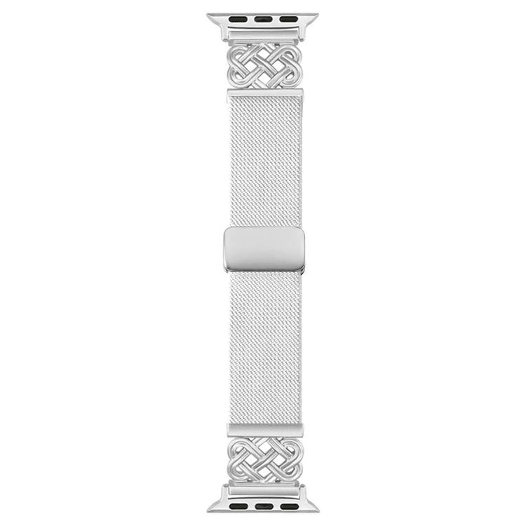 Bracelet de montre en nylon sergé extensible avec boucle magnétique nœud chinois, pour Apple Watch 49mm / 46mm / 45mm / 44mm, pour Apple Watch 42mm / 41mm / 40mm / 38mm