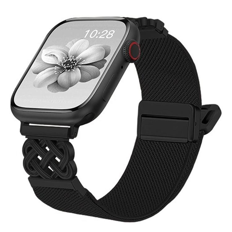 Bracelet de montre en nylon sergé extensible avec boucle magnétique nœud chinois, pour Apple Watch 49mm / 46mm / 45mm / 44mm, pour Apple Watch 42mm / 41mm / 40mm / 38mm
