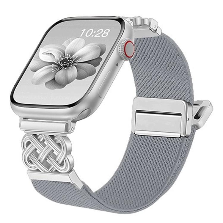 Bracelet de montre en nylon sergé extensible avec boucle magnétique nœud chinois, pour Apple Watch 49mm / 46mm / 45mm / 44mm, pour Apple Watch 42mm / 41mm / 40mm / 38mm