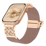 Bracelet de montre en nylon sergé extensible avec boucle magnétique nœud chinois, pour Apple Watch 49mm / 46mm / 45mm / 44mm, pour Apple Watch 42mm / 41mm / 40mm / 38mm