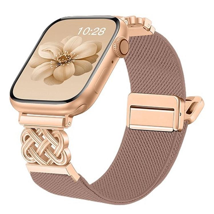 Bracelet de montre en nylon sergé extensible avec boucle magnétique nœud chinois, pour Apple Watch 49mm / 46mm / 45mm / 44mm, pour Apple Watch 42mm / 41mm / 40mm / 38mm