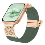 Bracelet de montre en nylon sergé extensible avec boucle magnétique nœud chinois, pour Apple Watch 49mm / 46mm / 45mm / 44mm, pour Apple Watch 42mm / 41mm / 40mm / 38mm