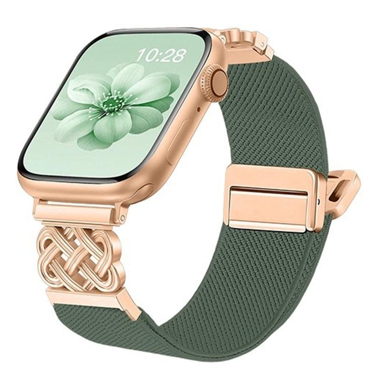 Bracelet de montre en nylon sergé extensible avec boucle magnétique nœud chinois, pour Apple Watch 49mm / 46mm / 45mm / 44mm, pour Apple Watch 42mm / 41mm / 40mm / 38mm