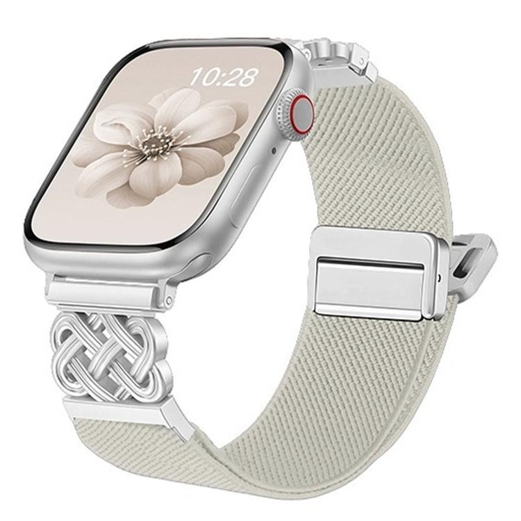 Bracelet de montre en nylon sergé extensible avec boucle magnétique nœud chinois, pour Apple Watch 49mm / 46mm / 45mm / 44mm, pour Apple Watch 42mm / 41mm / 40mm / 38mm