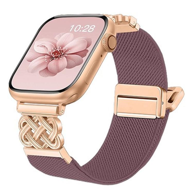 Bracelet de montre en nylon sergé extensible avec boucle magnétique nœud chinois, pour Apple Watch 49mm / 46mm / 45mm / 44mm, pour Apple Watch 42mm / 41mm / 40mm / 38mm